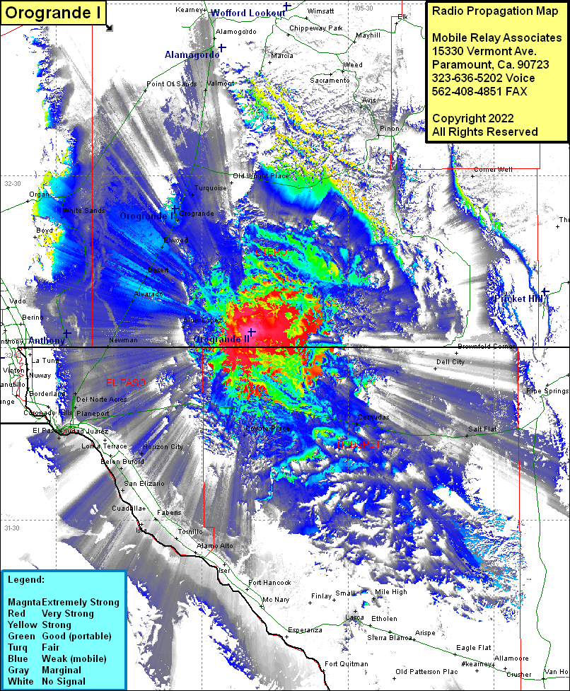heat map radio coverage Orogrande II